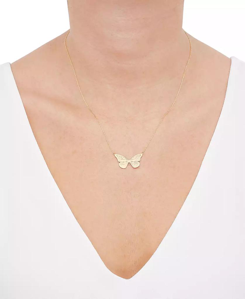 Italian Gold Two-Tone Butterfly 18" Pendant Necklace in 10k Gold