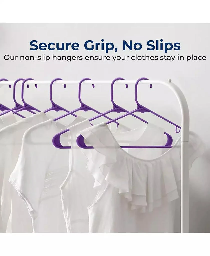 SereneLife 30 Pack Plastic Clothes Hangers – Non-Slip, Heavy Duty Adult Coat Hanger Set with 360° Swivel Hook – Slim, Space-Saving Closet Organizers for Shirts, Pants 
Jackets – Purple 3