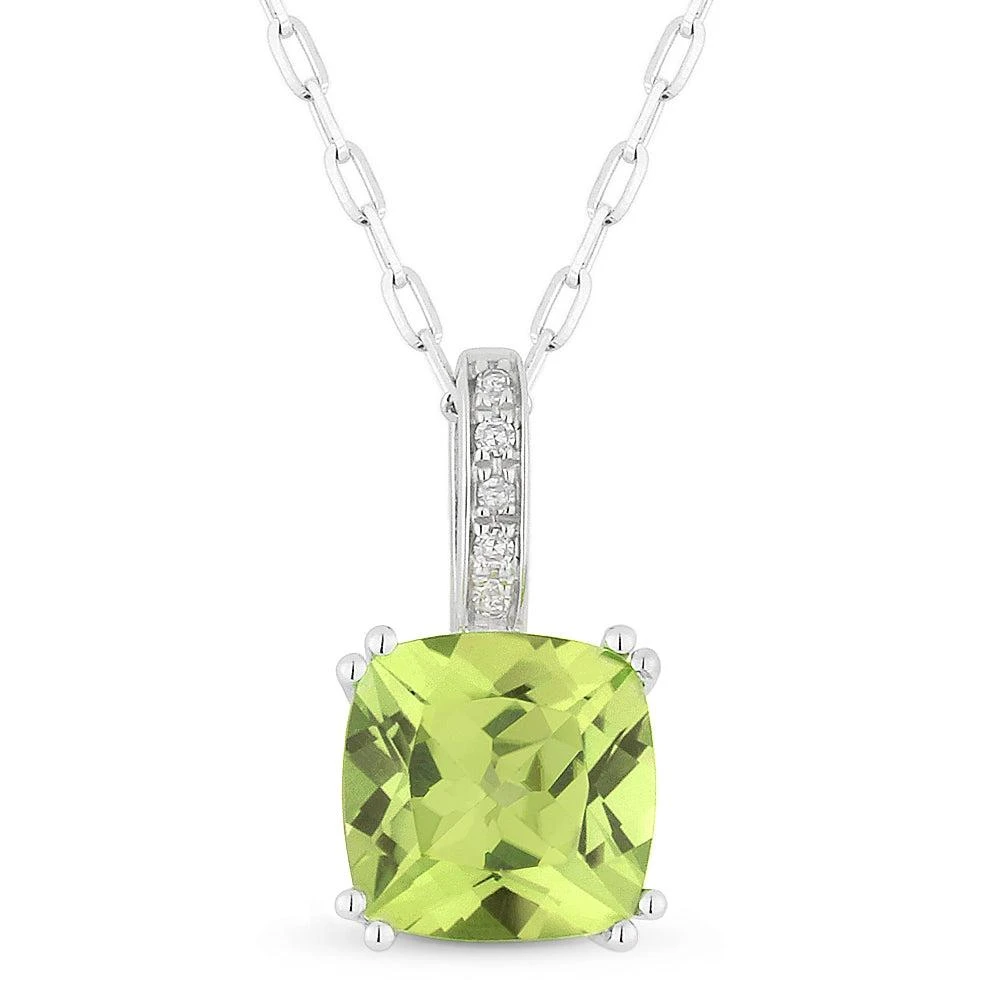 SSELECTS 1.1Ct Peridot 16"pendant Necklace In 14K White Gold 1