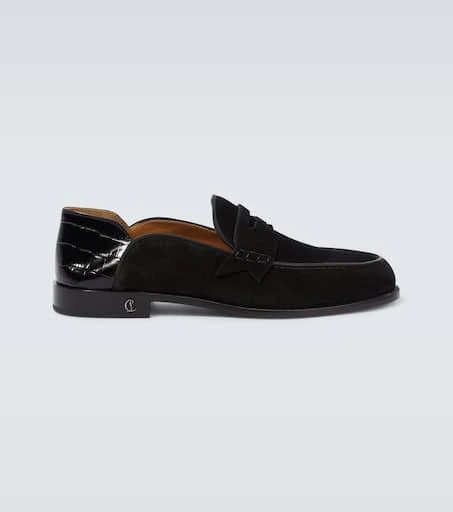 Christian Louboutin Penny No Back suede and croc-effect loafers 1