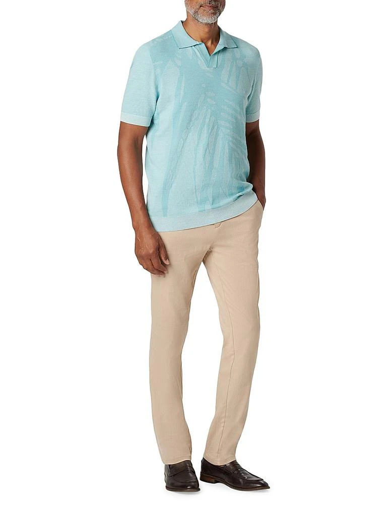 BUGATCHI Palm-Print Johnny Collar Short-Sleeve Polo Sweater 2