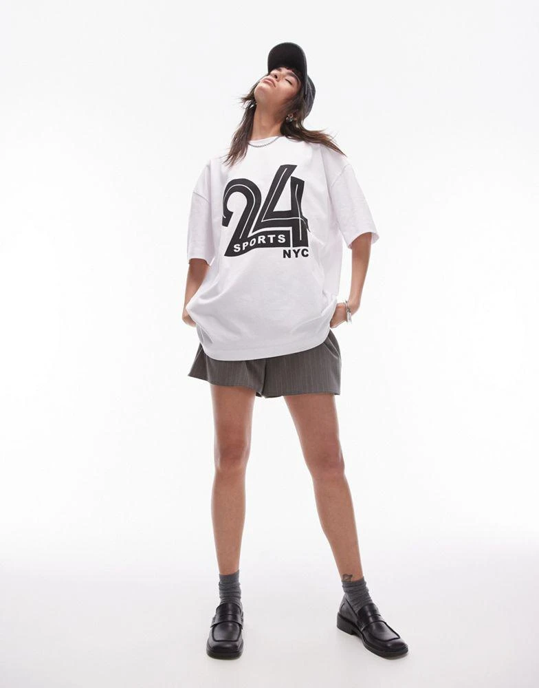 Topshop Topshop graphic 24 Sports NYC tee in white 4