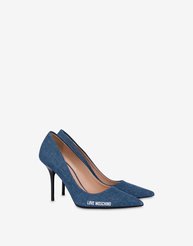 Love Moschino Décolleté In Denim Rubber Logo