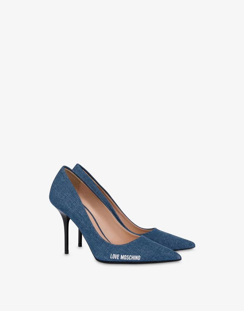 Love Moschino Décolleté In Denim Rubber Logo 1