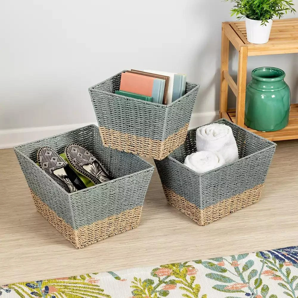 Honey Can Do Set of 3 Square Nesting Seagrass Baskets 2