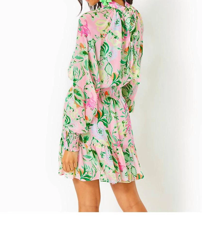 women long sleeve green dress Green A-Line Long Sleeve Mini Dress main image 1