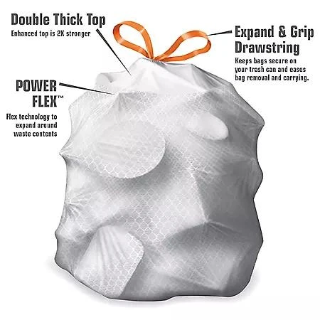 Member's Mark Member's Mark Power Flex Tall Kitchen Drawstring Trash Bags, Lavender 13 gal., 200 ct. 5