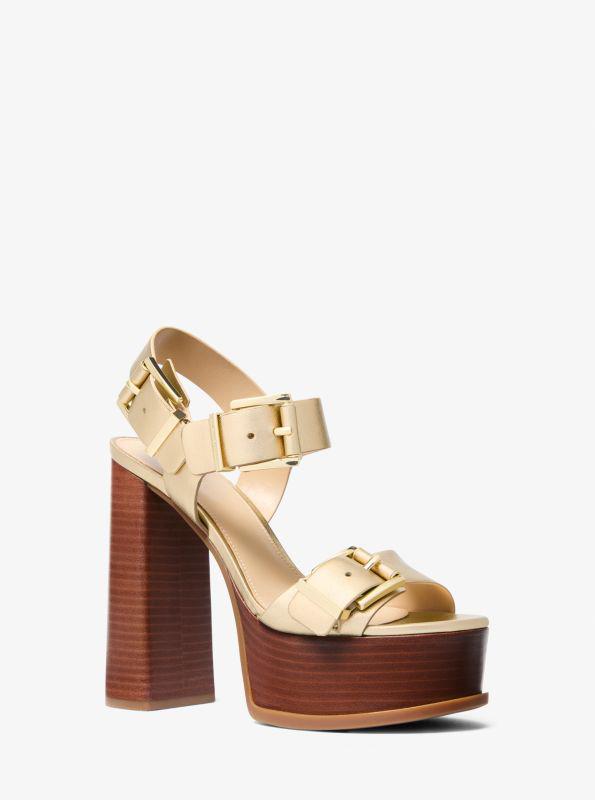 michael_kors Colby Metallic Leather Platform Sandal