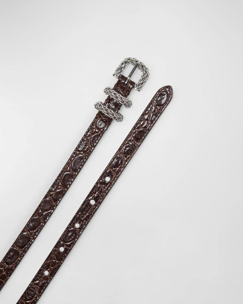 by FAR Kat Croc-Embossed Leather Skinny Belt 2