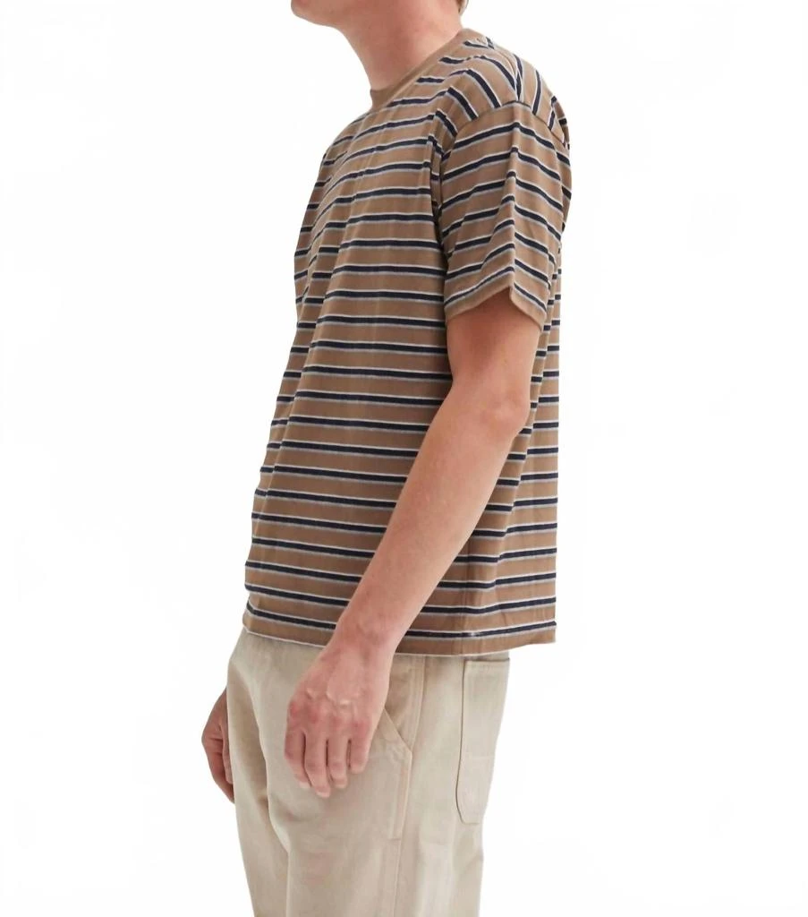 Asher Noah Stripe Tee In Mushroom 2