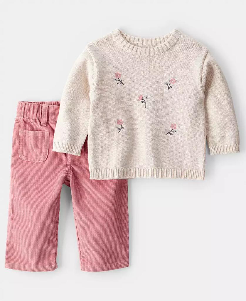 Carter's Baby Girls Floral Long-Sleeve Sweater and Pants, 2-Piece Set