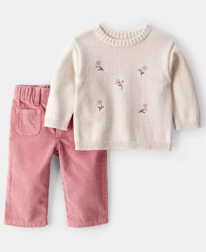 Carter's Baby Girls Floral Long-Sleeve Sweater and Pants, 2-Piece Set 1