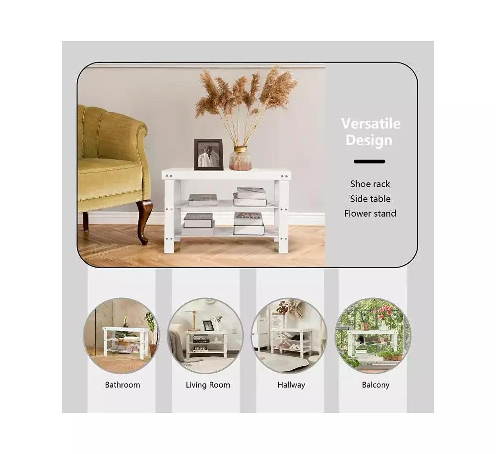 Slickblue 3 Tier Bamboo Bench Storage Shoe Rack For Entryway 2