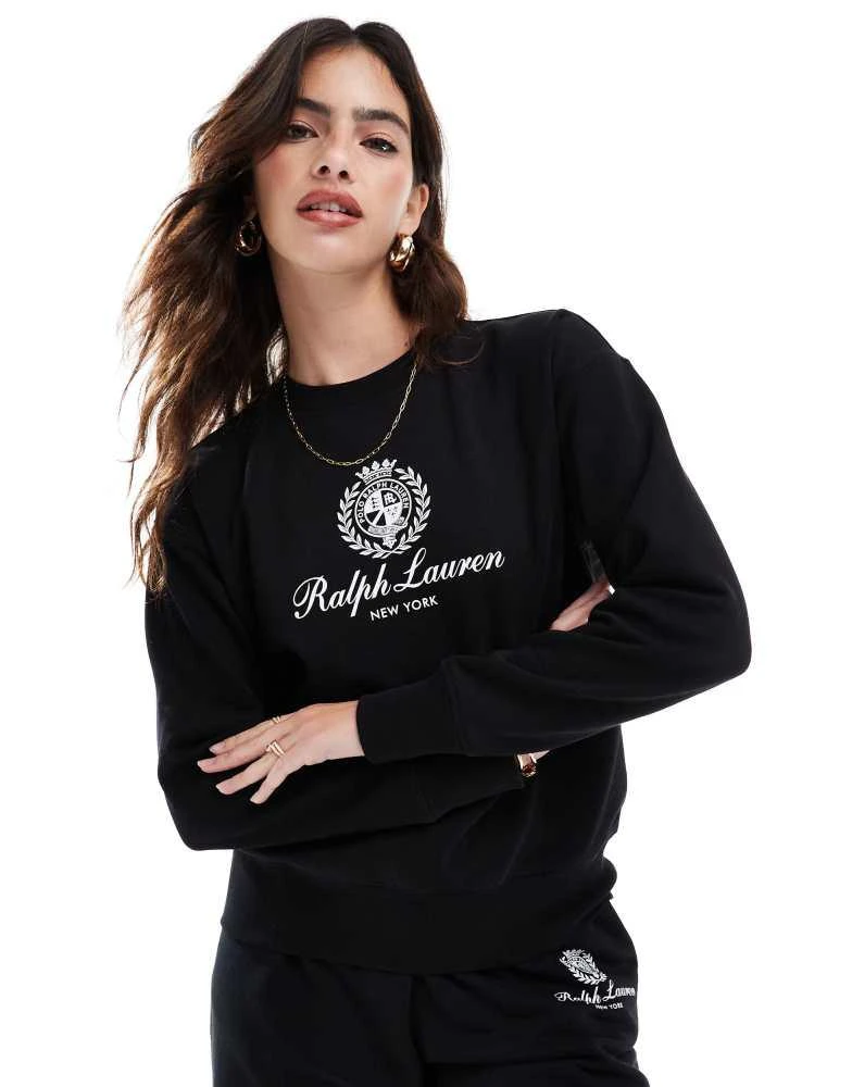 Ralph Lauren Polo Ralph Lauren crest logo sweatshirt co-ord in black 1