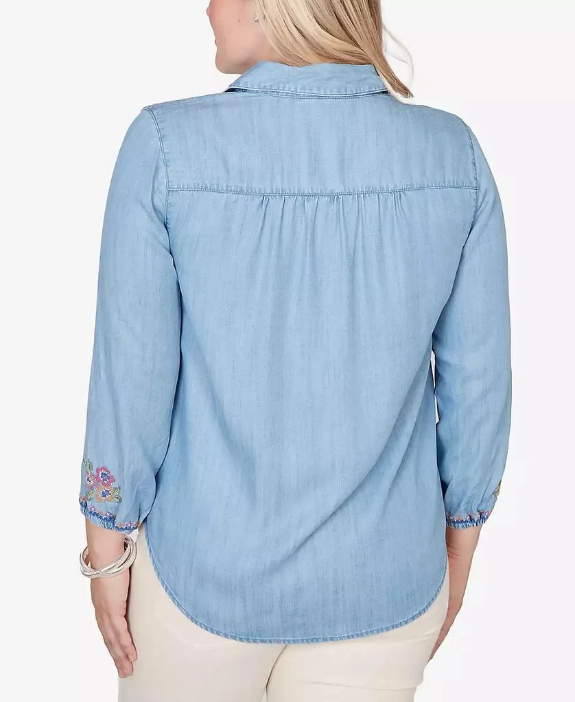 Alfred Dunner Plus Size Beachcomber Floral Embroidered Button front closure Top 4