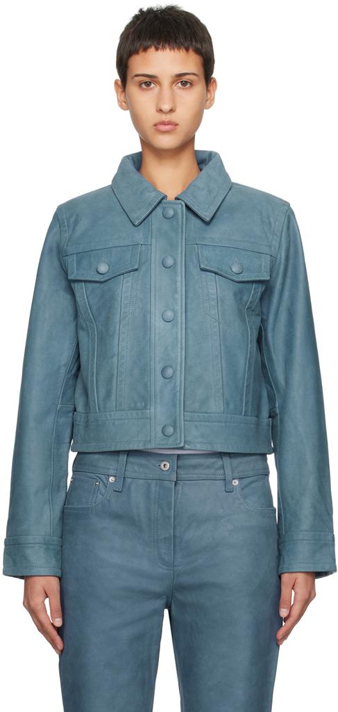 【関税込み】Stand Studio ブルー Elleen レザージャケット STAND STUDIO Blue Elleen Leather Jacket - Jackets - BeyondStyle
