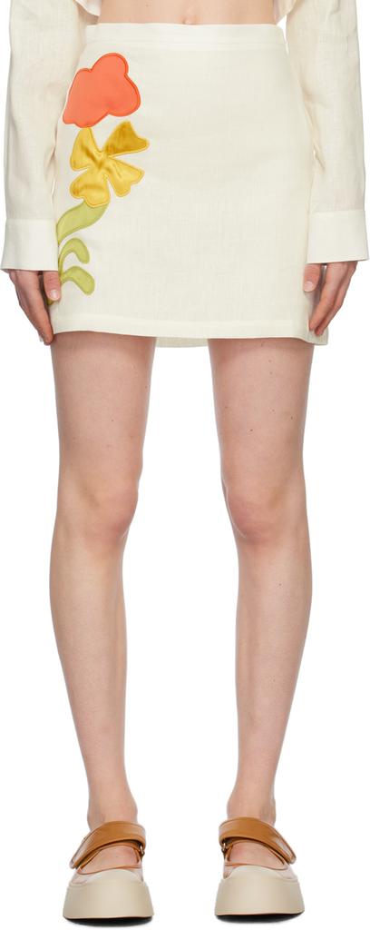 Marni Denim Mini Skirt With Floral Patch Detail - Dresses