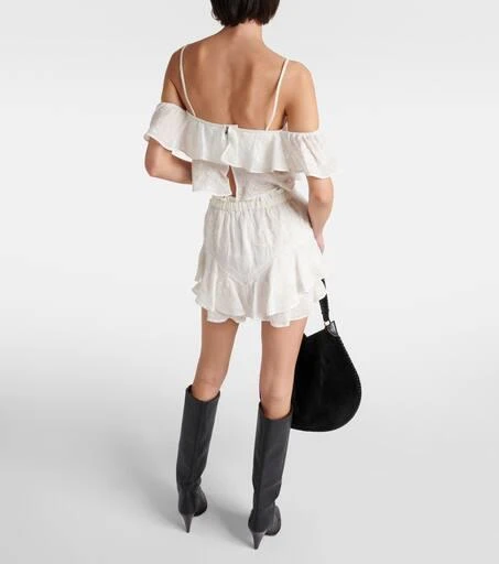 Isabel Marant Eliani embroidered ruffled ramie crop top 3