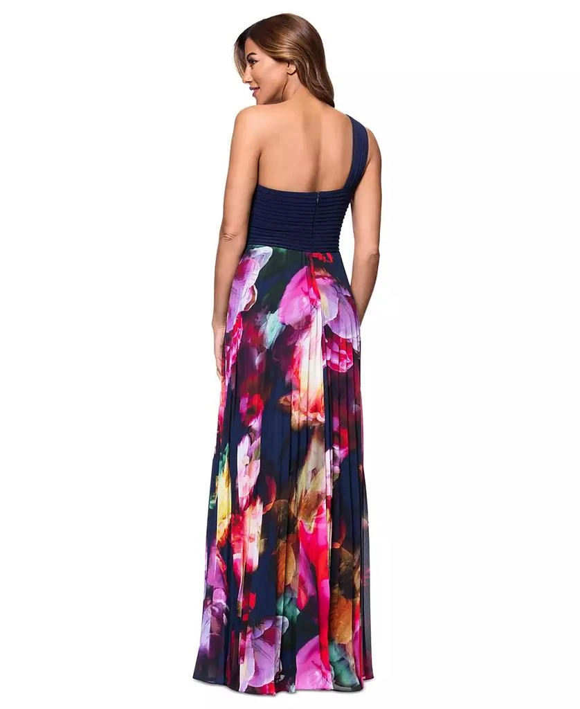 XSCAPE Petite Printed One-Shoulder Gown 4