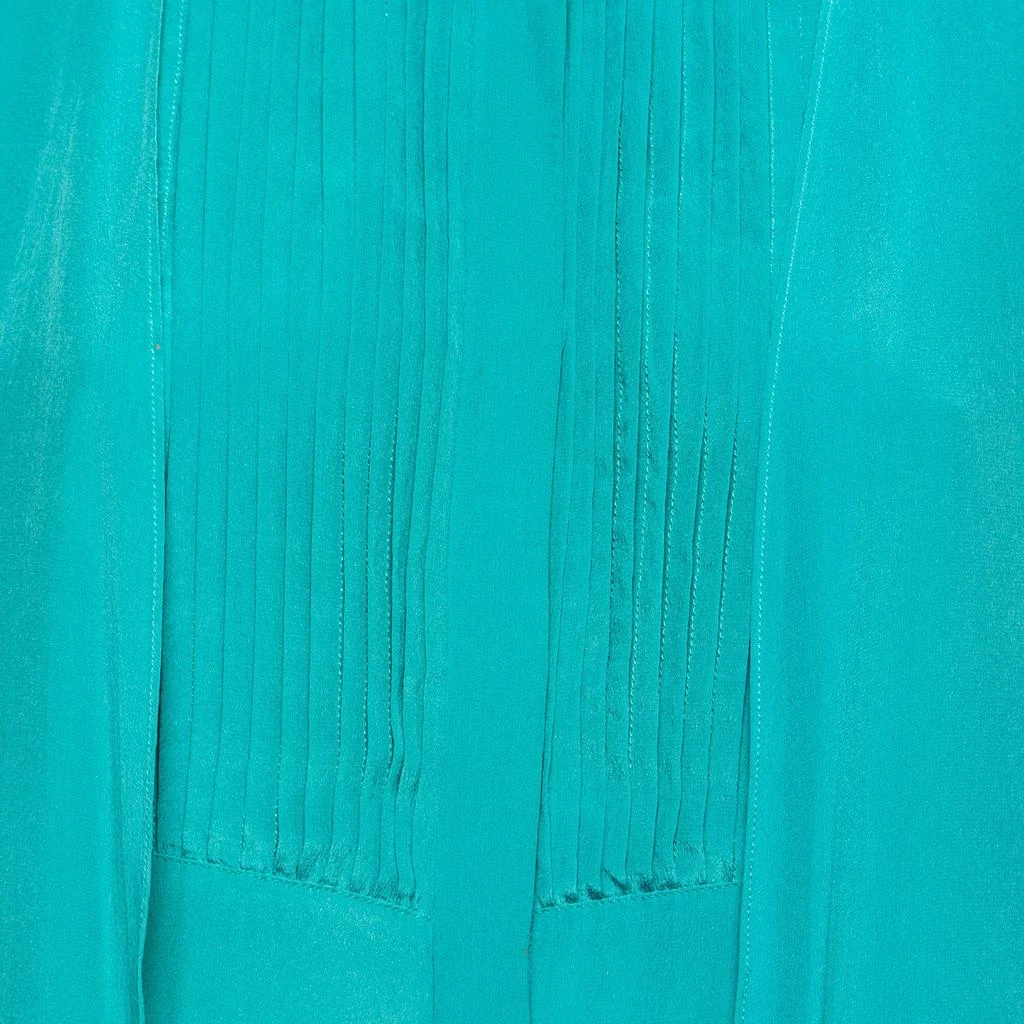 Elie Saab Elie Saab Green Crepe Silk Ruffled Overlay Shirt S 4