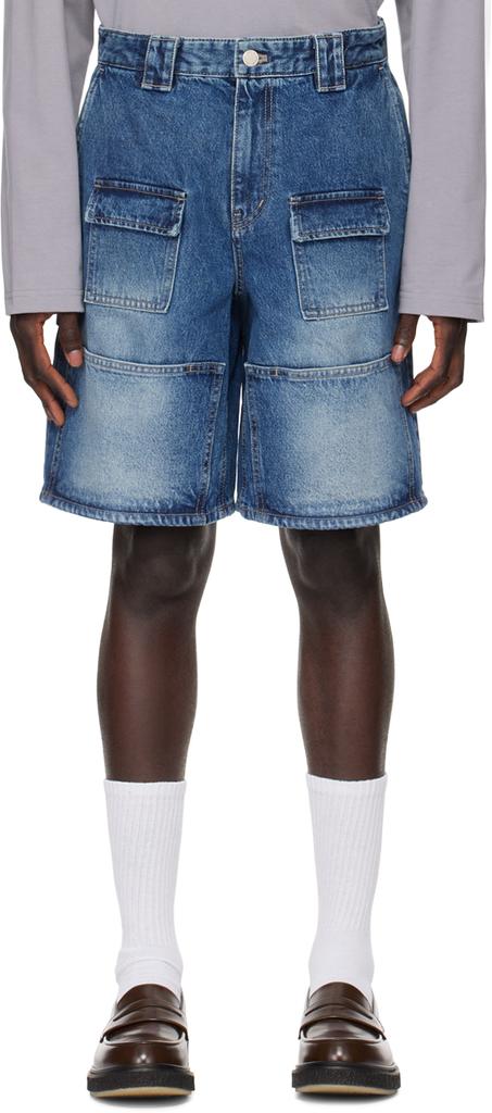 Solid Homme Blue Pocket Denim Shorts