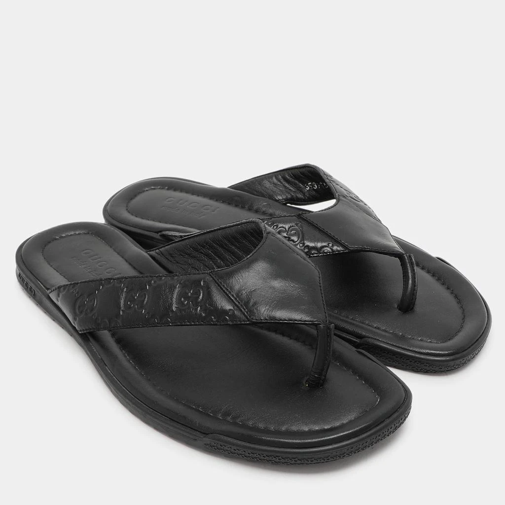 Gucci Gucci Black Guccissima Leather Criss Cross Flat Slides Size 43 4
