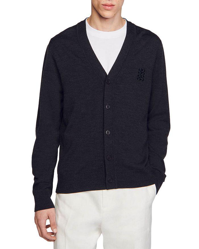 Sandro V Neck Wool Cardigan Sweater