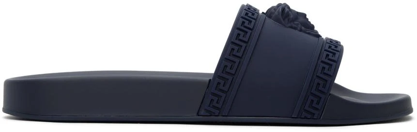 Versace Navy Palazzo Pool Slides - Sandals - BeyondStyle display picture 2