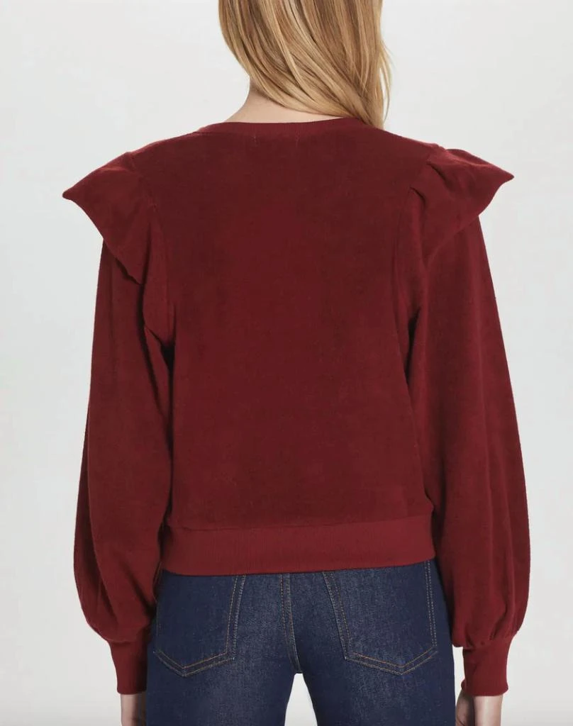 GOLDIE Ruffle Shoulder Sweatshirt In Pomegranate 2