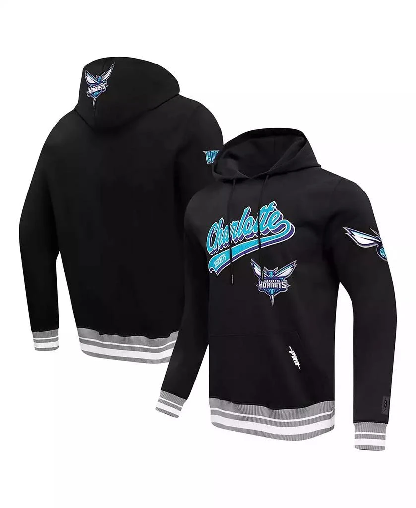 Pro Standard Men's Black Charlotte Hornets Script Tail Pullover Hoodie 1