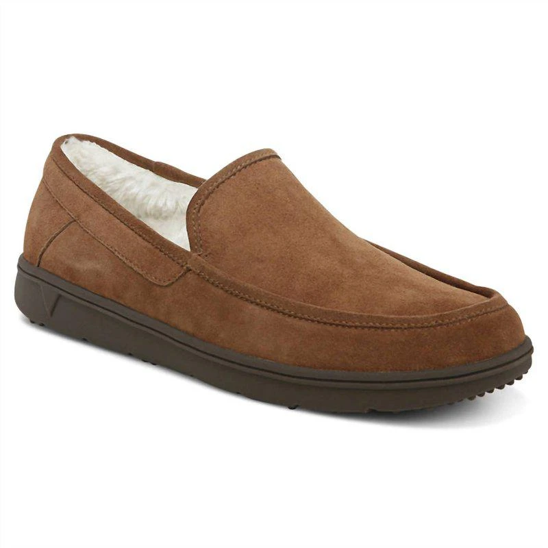VIONIC Men's Gustavo Orthotic Slipper Medium Width In Toffee 2