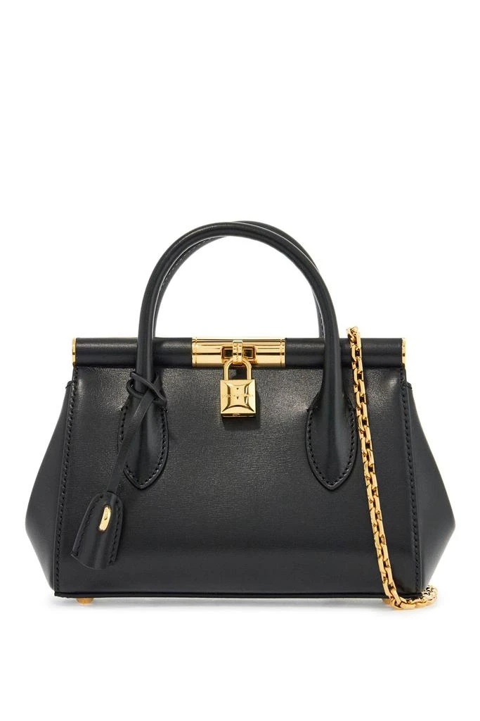 DOLCE & GABBANA black calfskin handbag with gold chain 1