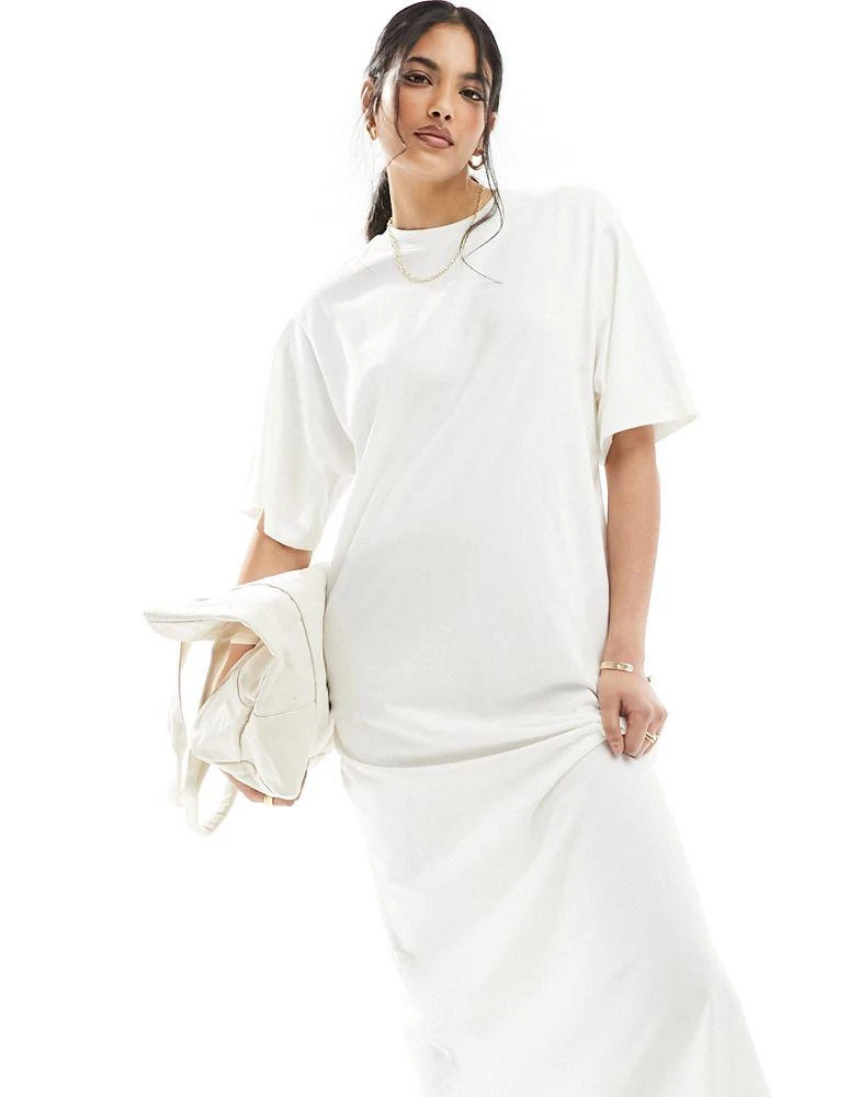 ASOS DESIGN ASOS DESIGN oversized midaxi t-shirt dress in off white 2