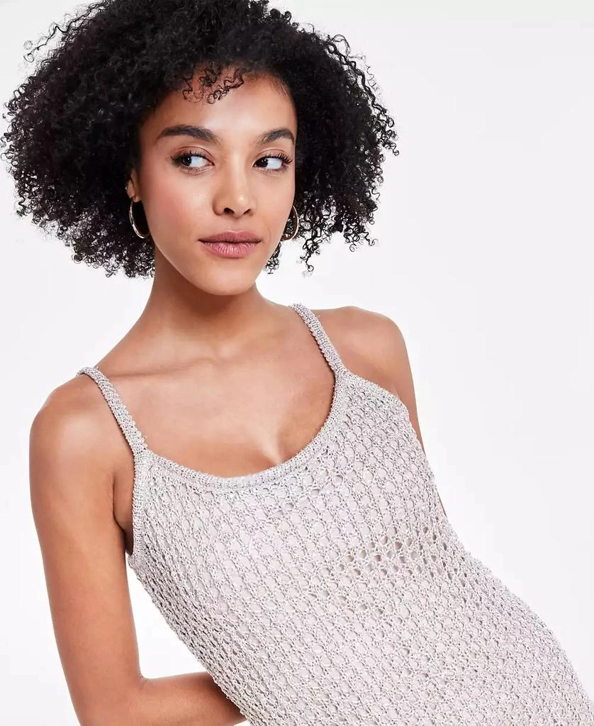 Bar III Petite Open-Stitched Metallic-Threaded Sweater Dress, Created for Macy's 4