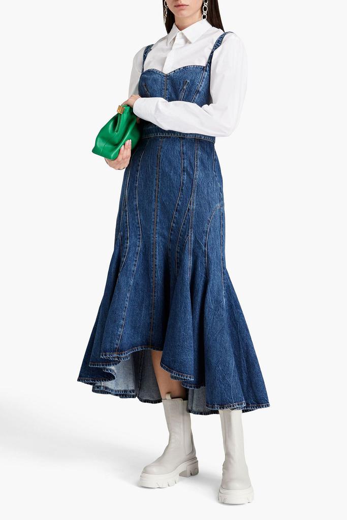 Alexander McQueen Asymmetric denim midi dress - Dresses