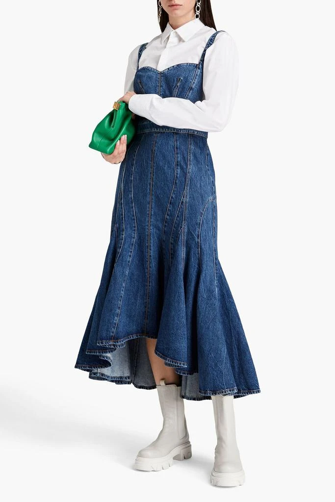 Alexander McQueen Asymmetric denim midi dress 2