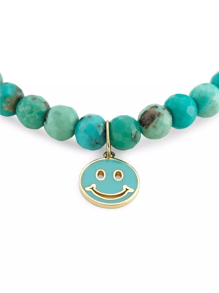 Sydney Evan 14K Yellow Gold, Turquoise &amp; Enamel Happy-Face Charm Bracelet 4