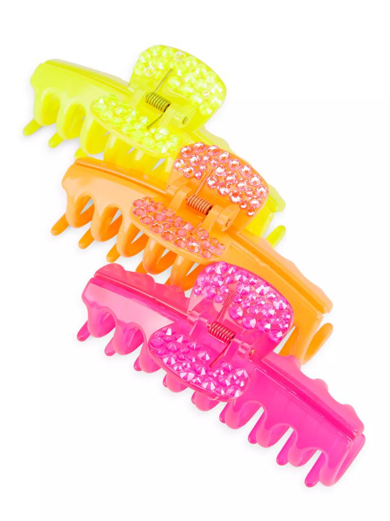 Bari Lynn Girl's 3-Pack Multi-Jeweled Claw Clip Set