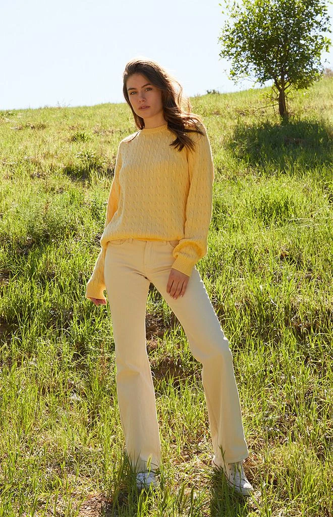 John Galt Yellow Brianna Cable Knit Sweater 4