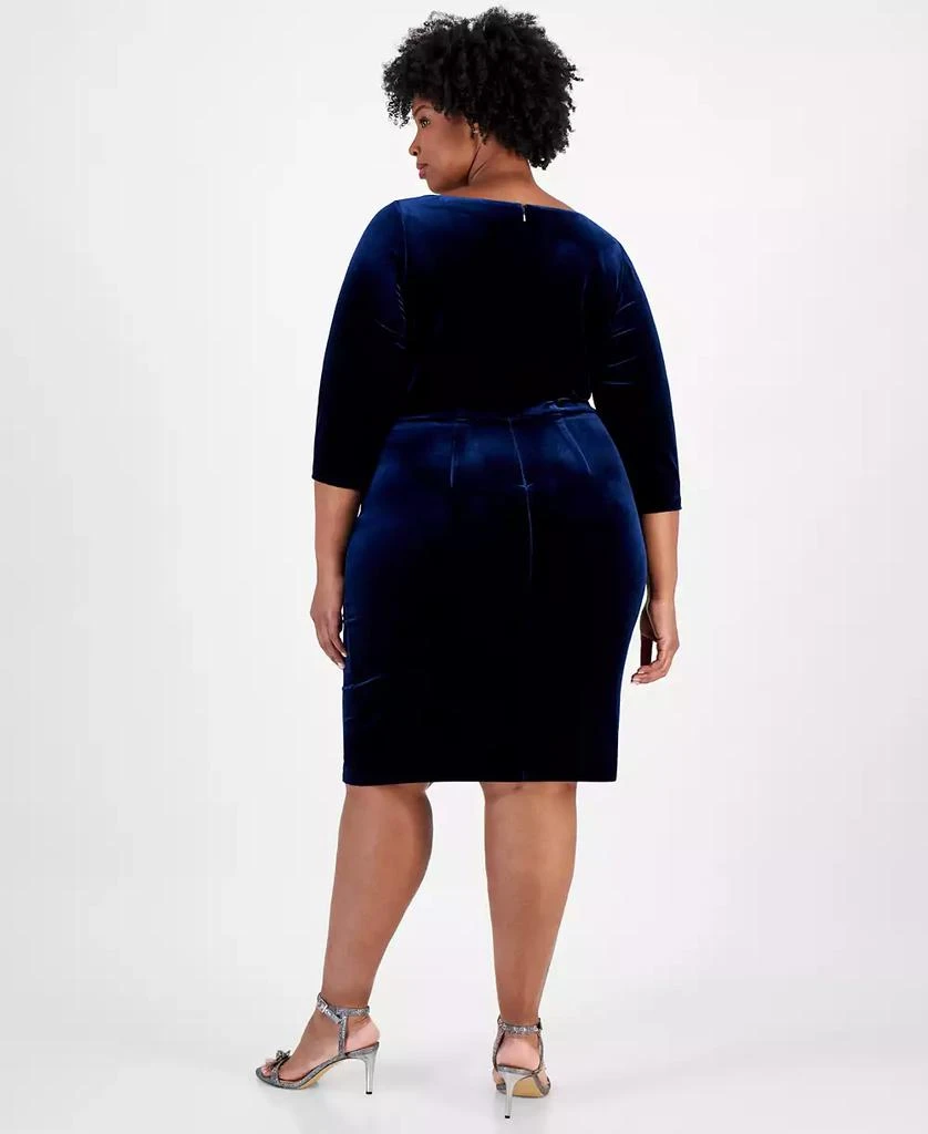 Alex Evenings Plus Size Velvet Embellished Side-Ruffle Dress 2