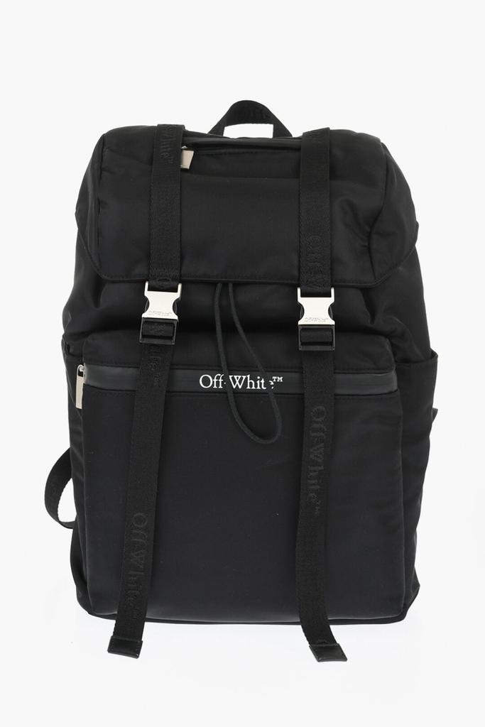 Off-White Solid Color Nylon Hiking Backpack