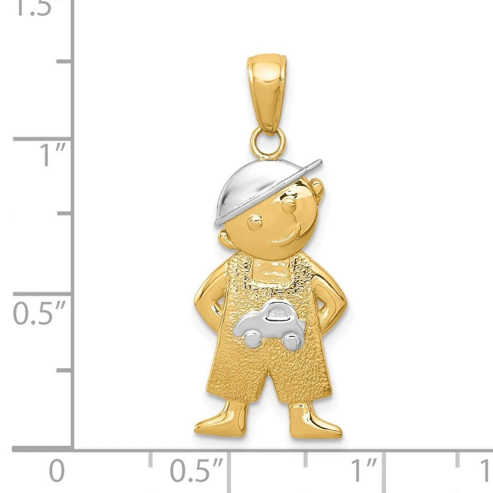 Diamond2Deal 10k Yellow Gold Rhodium Boy Hands in Pockets Pendant 3