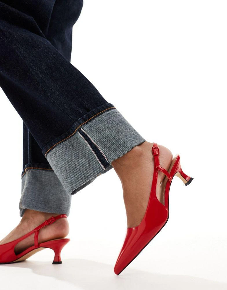 & Other Stories & Other Stories pointed slingback heeled pumps in red 2