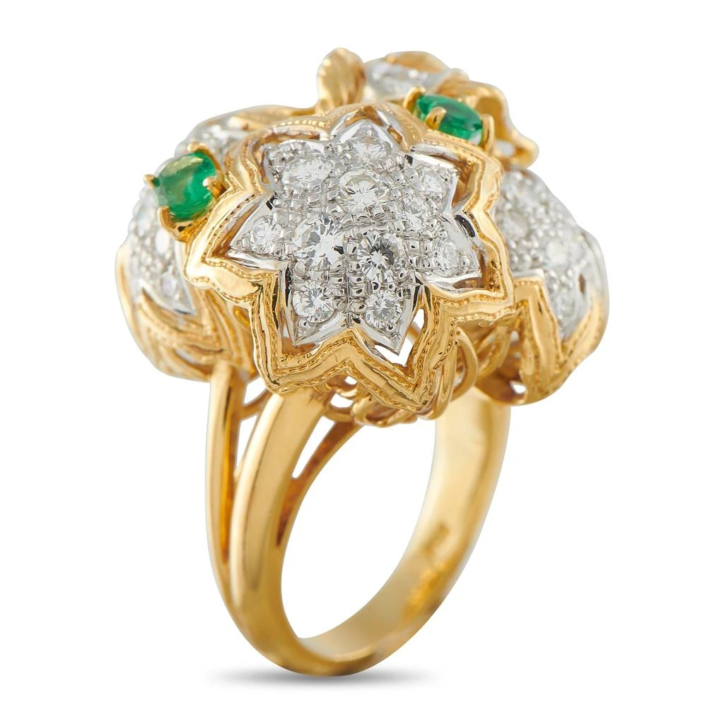 LB Exclusive 18K Yellow Gold 1.65ct Diamond and Emerald Ring MF13-011526 2