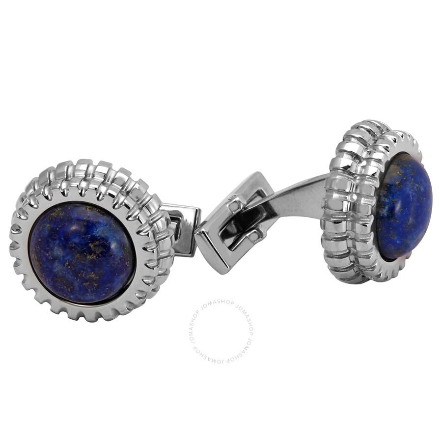 Picasso And Co Round Stainless Steel Cufflinks witth Lapis Lazuli