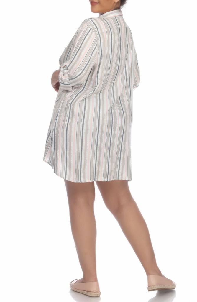 BOHO ME Stripe Collared Shirtdress