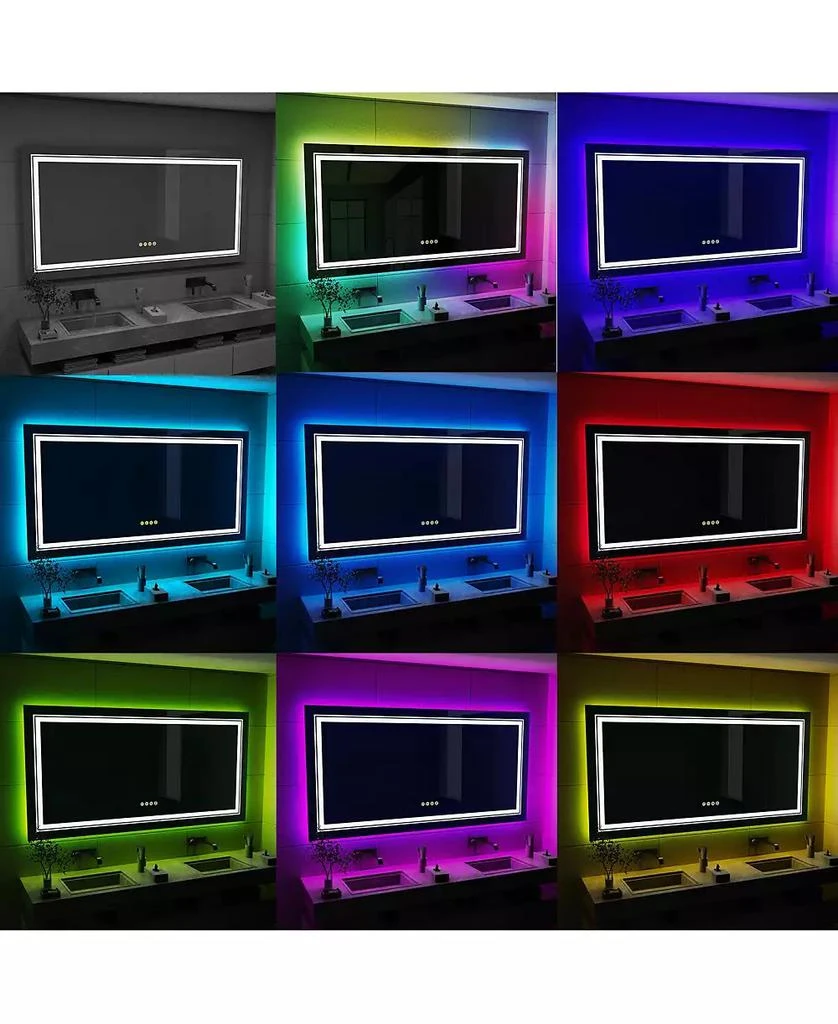 LUVODI 23.6x31.5 in LED  Bathroom Wall Mirror RGB Touch Anti Fog Multicolor Dimmable 10