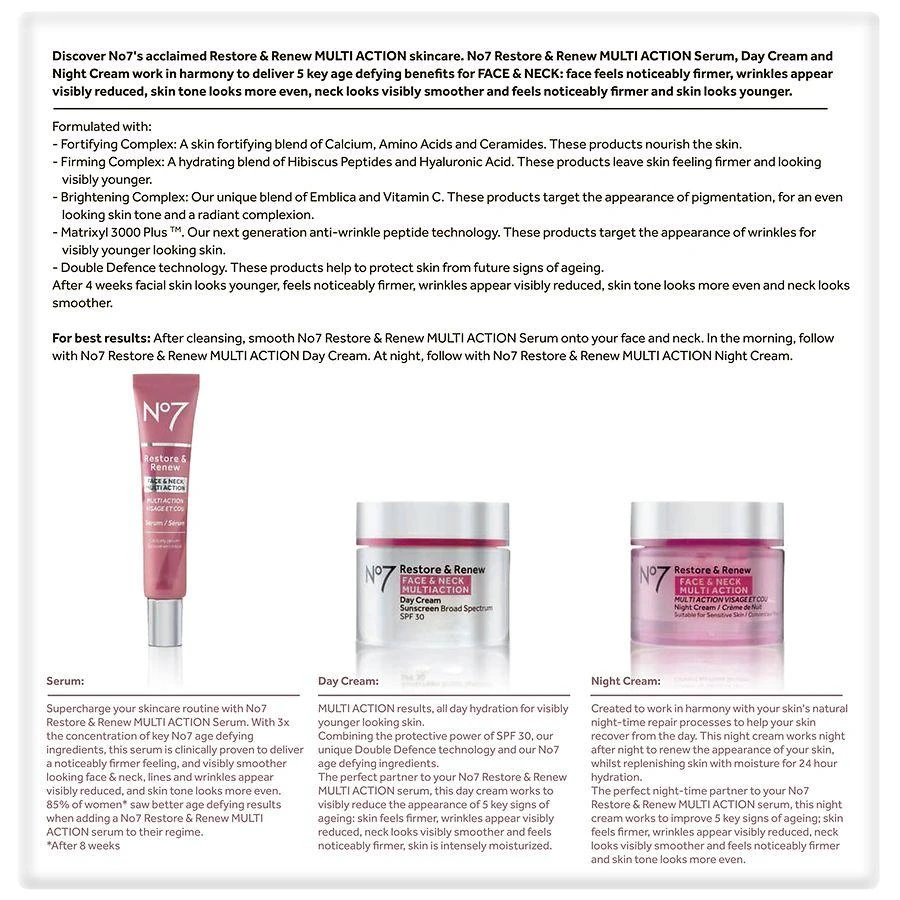 No7 Restore & Renew Multi Action Face & Neck Skincare System 5