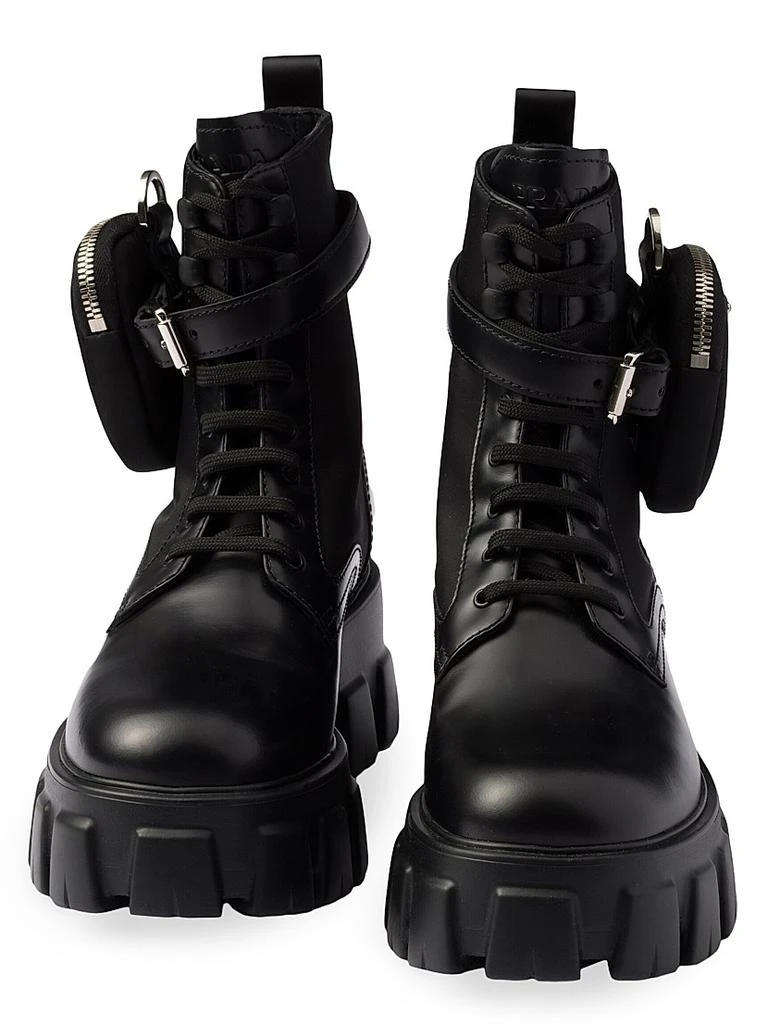 Prada Monolith Leather and Re-Nylon Combat Boots 5