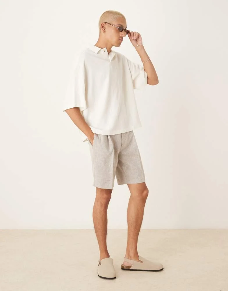 ASOS ASOS DESIGN boxy oversized overhead linen blend shirt in white 4
